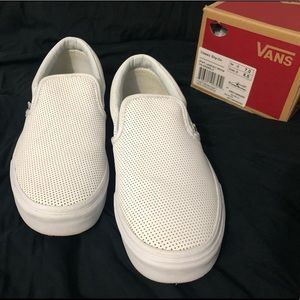 Women’s Perforated Leather Slip-On Vans - Size 8.5